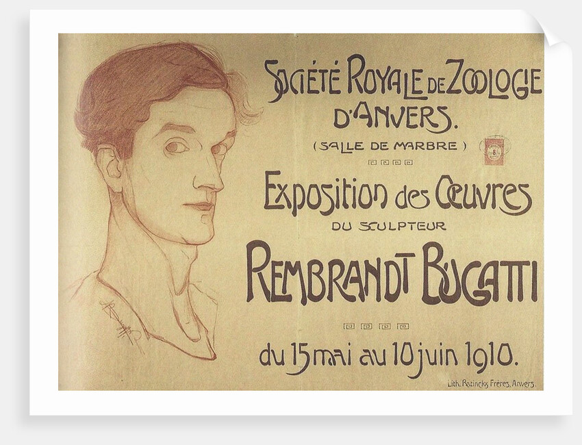Self-portrait. Poster for Rembrandt Bugattis Antwerp Exposition, c. 1910 by Anonymous
