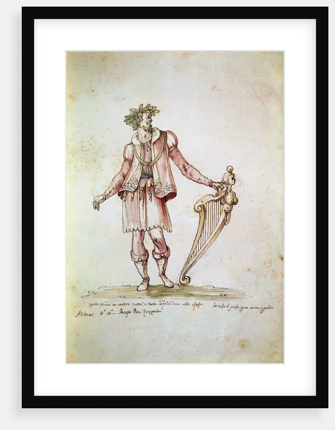 Portrait of Jacopo Peri. Costume design of Arion in the 5th Intermedio of La Pellegrina, by Anonymous