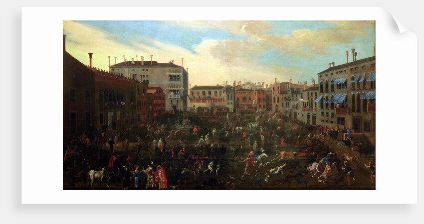 Bull Hunting in Campo San Polo (Caccia ai tori in Campo San Polo), ca 1640-1645 by Anonymous