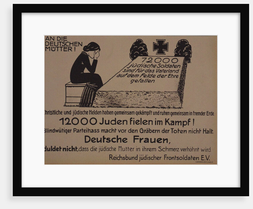 To the German mothers! Leaflet of the Reich Federation of Jewish Front Soldiers, c. 1920 by Anonymous