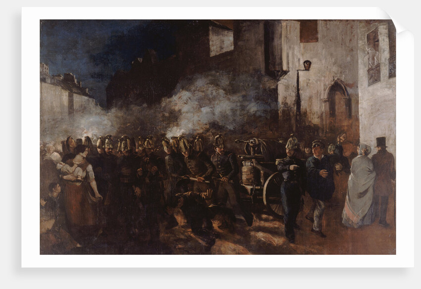Firemen running to a blaze, 1851 by Anonymous