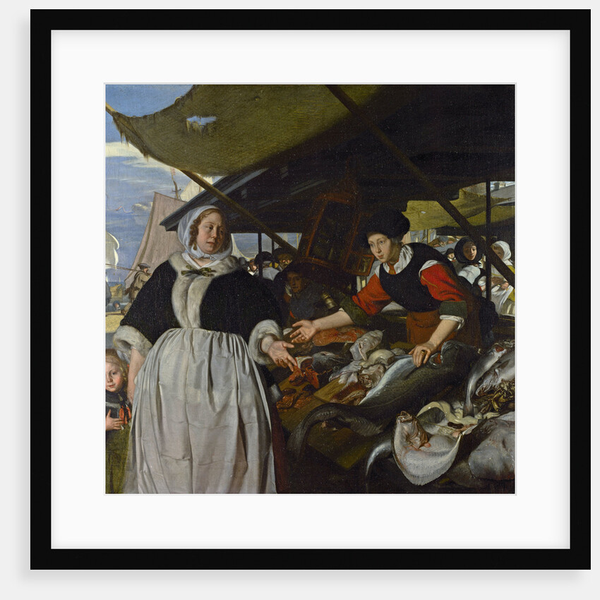 Adriana van Heusden and her Daughter at the New Fish market in Amsterdam, 1662 by Anonymous