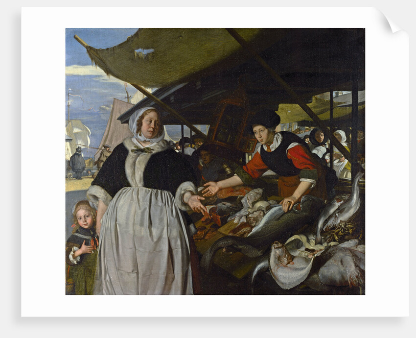 Adriana van Heusden and her Daughter at the New Fish market in Amsterdam, 1662 by Anonymous