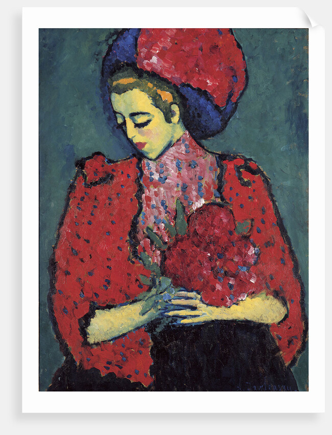Girl with Peonies, 1909 by Anonymous