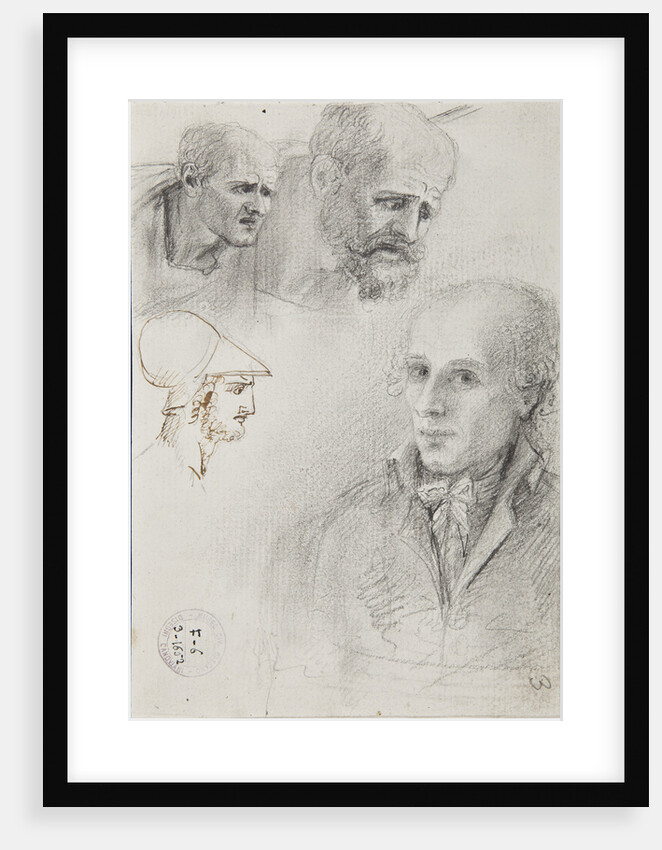 Self-portrait with heads sketches, ca 1792-1798 by Anonymous