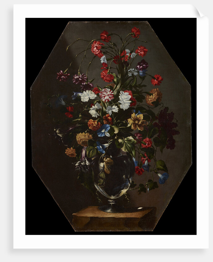 Carnations, dahlias and hyacinths in a vase, c. 1670 by Anonymous