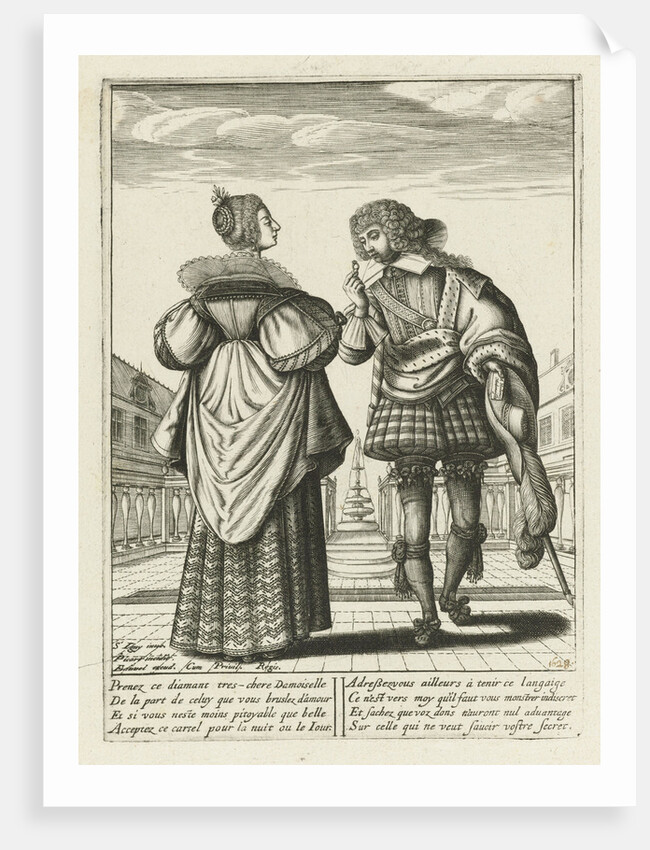 A fashionably dressed couple with a diamond ring, c. 1620-1630 by Anonymous