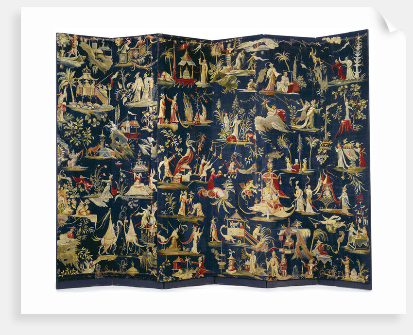A pair of Brussels Chinoiserie tapestry-covered six-fold screens, ca 1712 by Anonymous