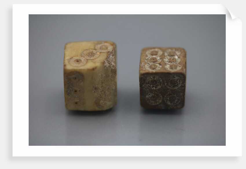 A pair of Roman dice made from carved bone, 1st century BC by Anonymous