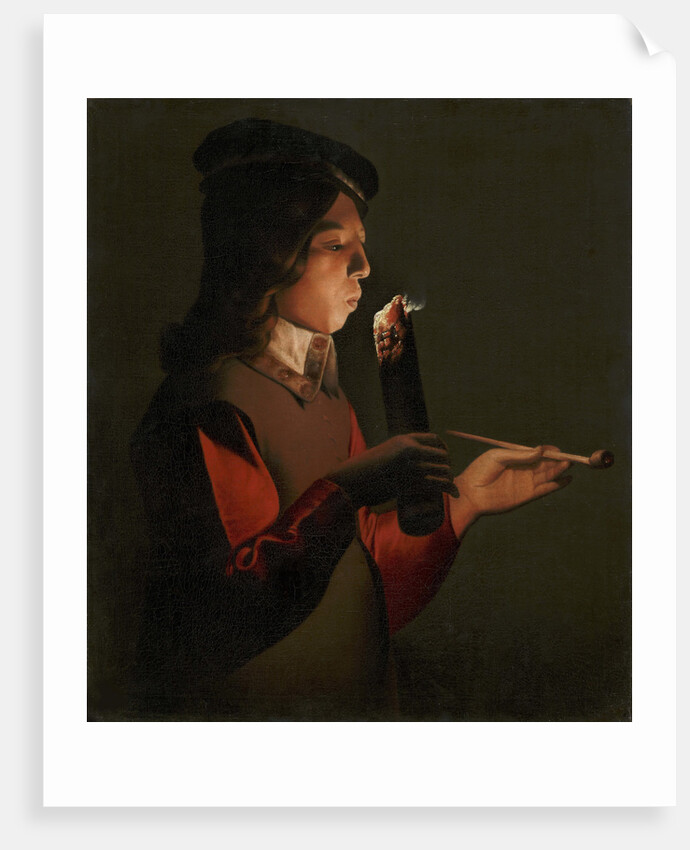 A young boy with a pipe, blowing on a firebrand, 1645-1648 by Anonymous