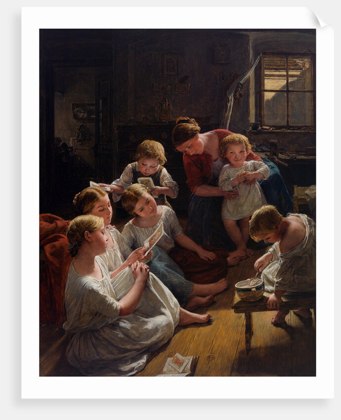 Children in the morning looking at pictures, 1853 by Anonymous