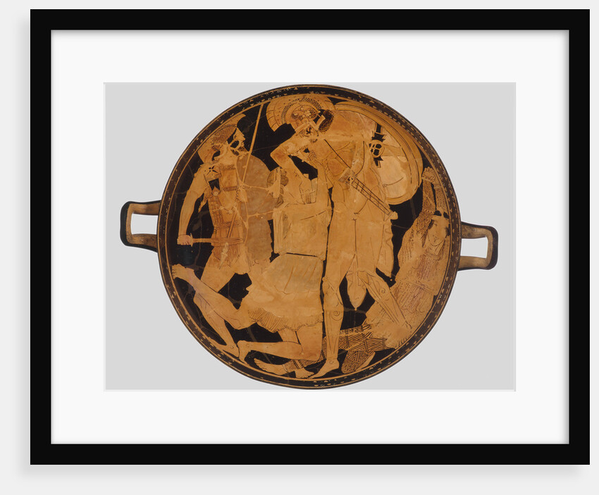 Cup with Achilles slaying Penthesilea. Red-figure pottery, ca 470-460 BC by Anonymous