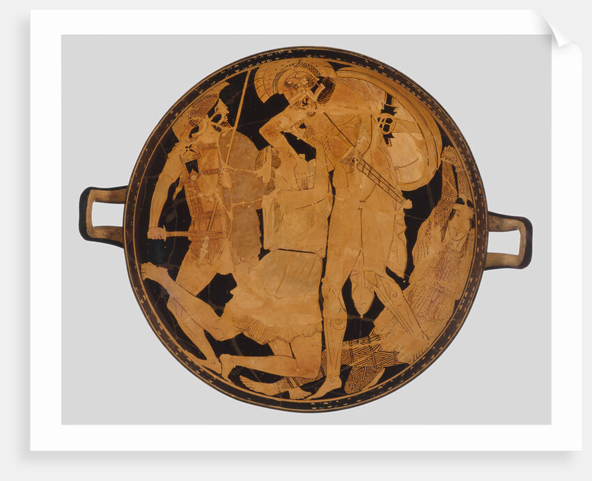 Cup with Achilles slaying Penthesilea. Red-figure pottery, ca 470-460 BC by Anonymous