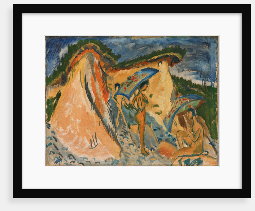 Fehmarn Dunes With Bathers Under Japanese Umbrellas, 1913 by Anonymous