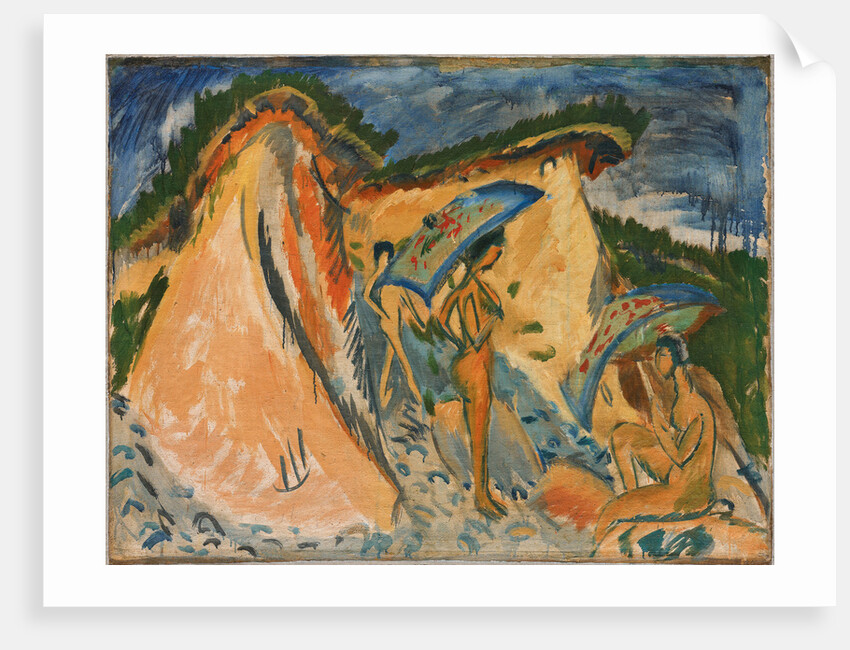 Fehmarn Dunes With Bathers Under Japanese Umbrellas, 1913 by Anonymous