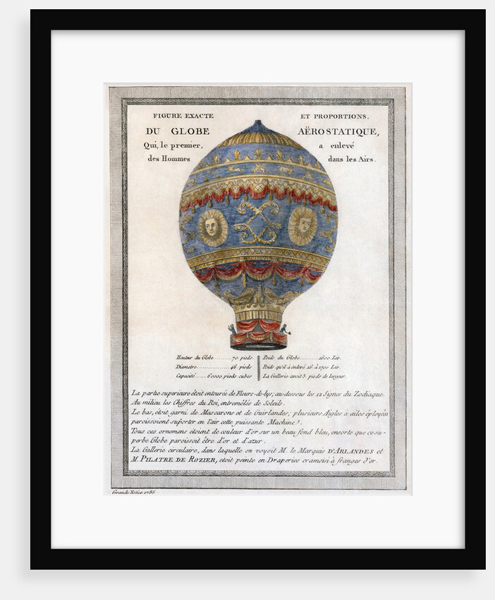 Figure and exact proportions of the Aerostatic Globe, 1786 by Anonymous
