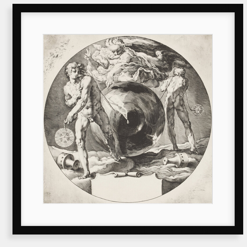 God creates heaven and earth from a sphere representing unformed chaos by Anonymous