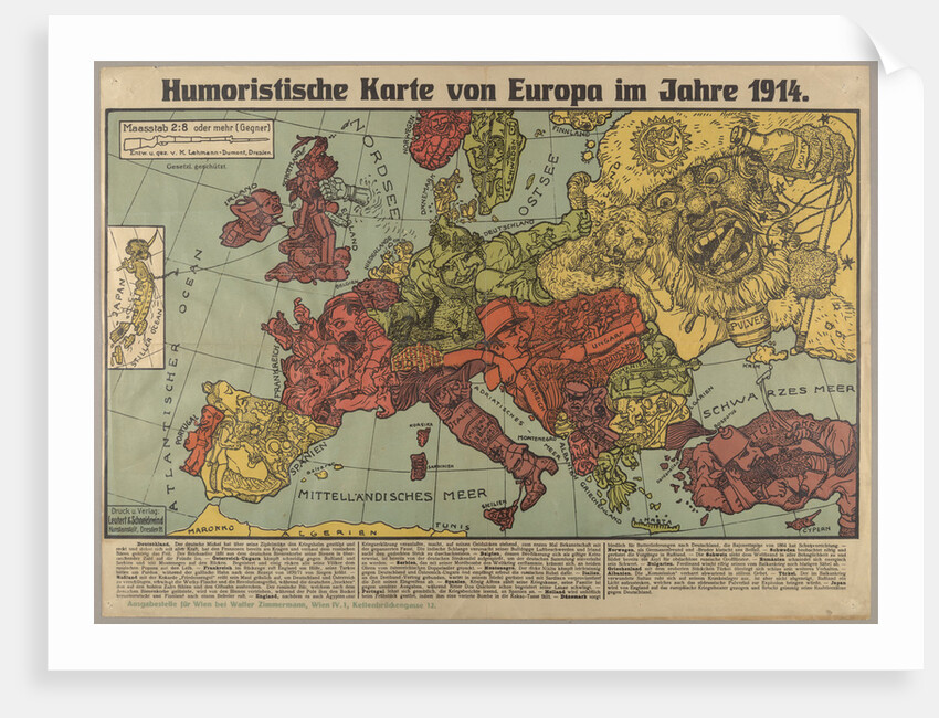 Humorous Europe Map in 1914, 1914 by Anonymous