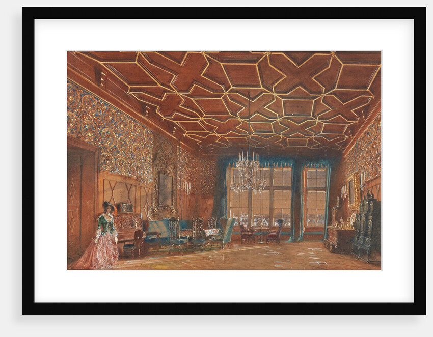 Interior in the castle Rosenberg of the Counts Buquoy-Longueval in South Bohemia, 1856 by Anonymous