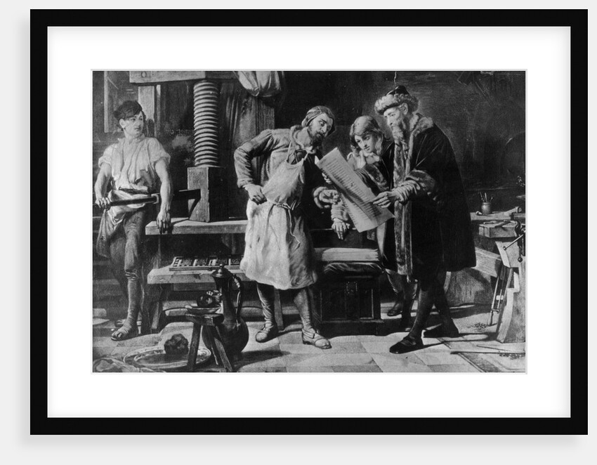 Johannes Gutenberg in his workshop, by Anonymous
