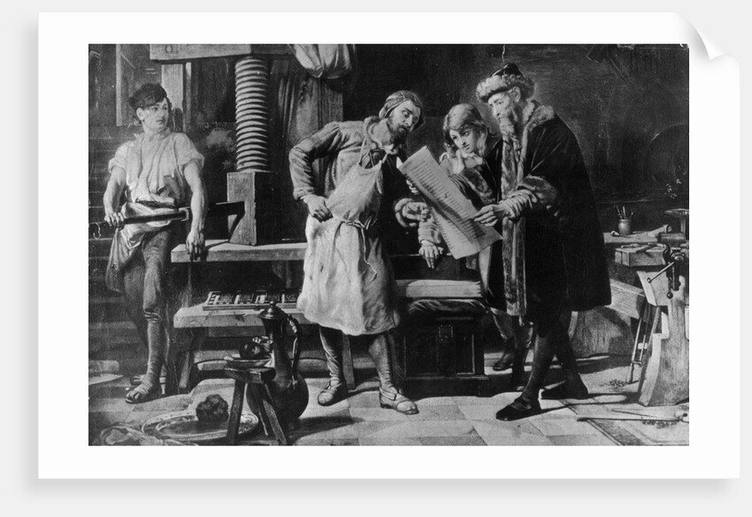 Johannes Gutenberg in his workshop, by Anonymous