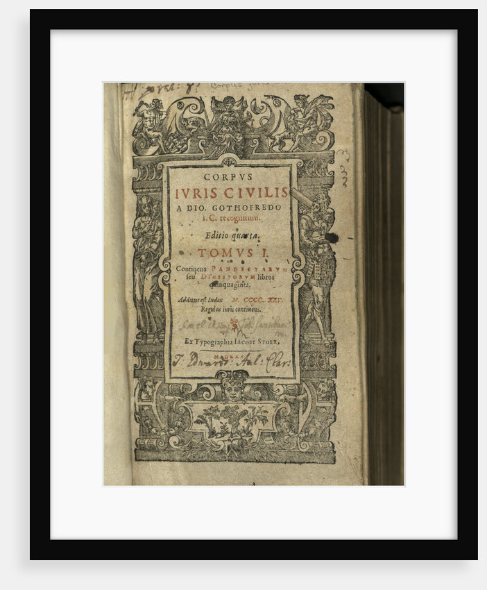 Justinianus Corpus Iuris Civilis (Body of Civil Law). Frontispiece, 1625 by Anonymous