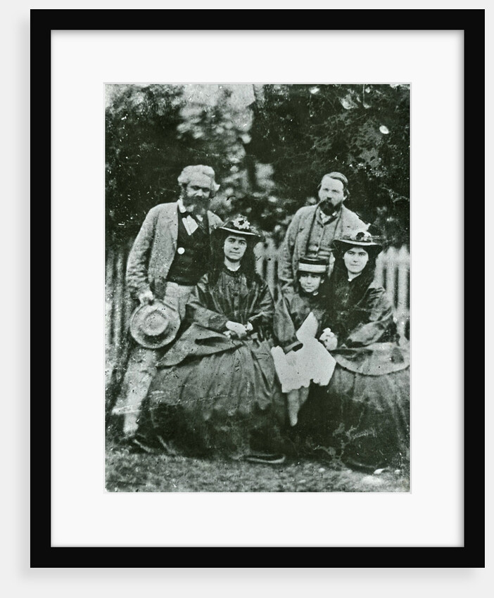 Karl Marx, Friedrich Engels and the daughters Jenny, Eleanor and Laura Marx, 1864 by Anonymous