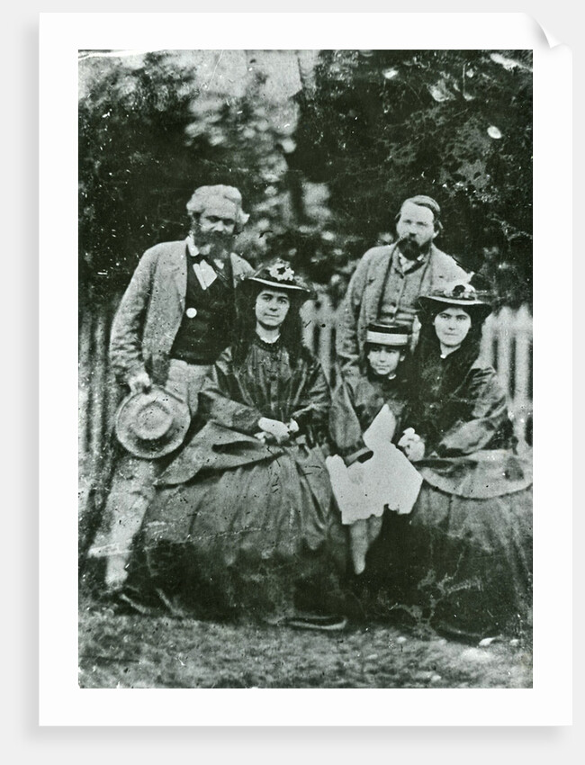 Karl Marx, Friedrich Engels and the daughters Jenny, Eleanor and Laura Marx, 1864 by Anonymous