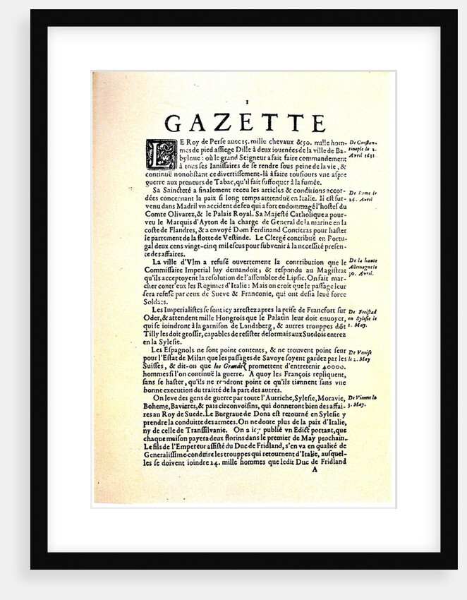 La Gazette (Gazette de France), 1631 by Anonymous