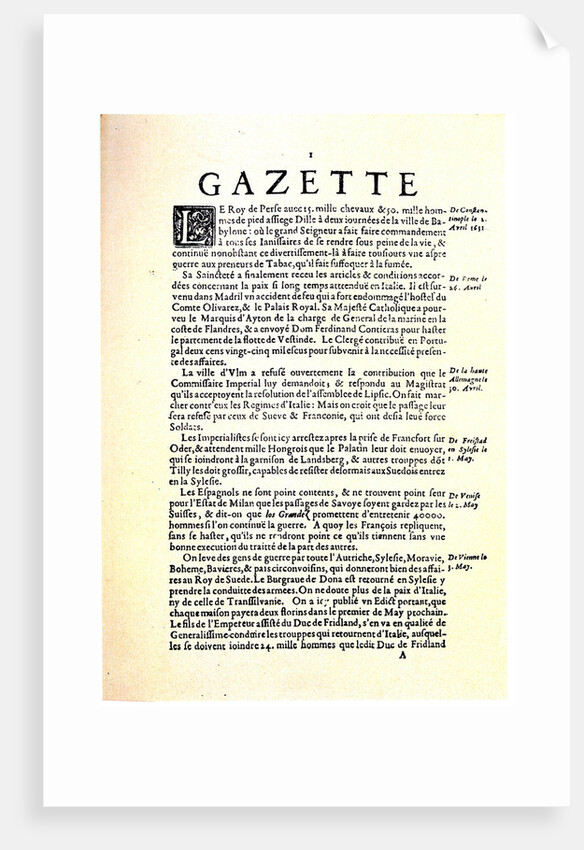 La Gazette (Gazette de France), 1631 by Anonymous