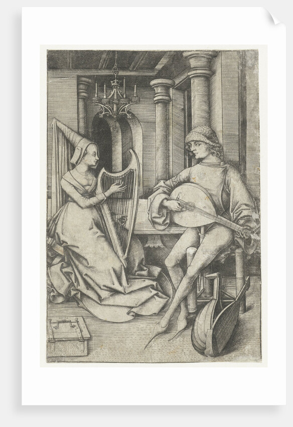 Luteplayer and Harpist, Late 15th cen by Anonymous