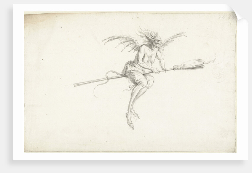 Monstrous witch on a broom, Mid of 17th cen by Anonymous