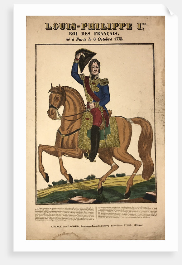 Portrait of Louis Philippe I, King of the French, ca 1834 by Anonymous