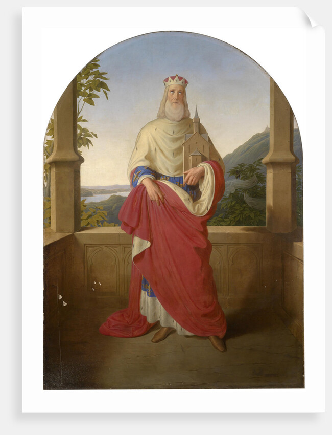 Saint Leopold in front of a Danube view and the Leopoldsberg in the background, 1849 by Anonymous