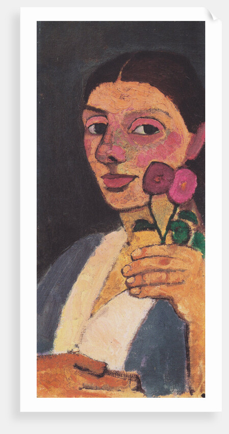 Self-Portrait with Two Flowers in Her Raised Left Hand, 1907 by Anonymous