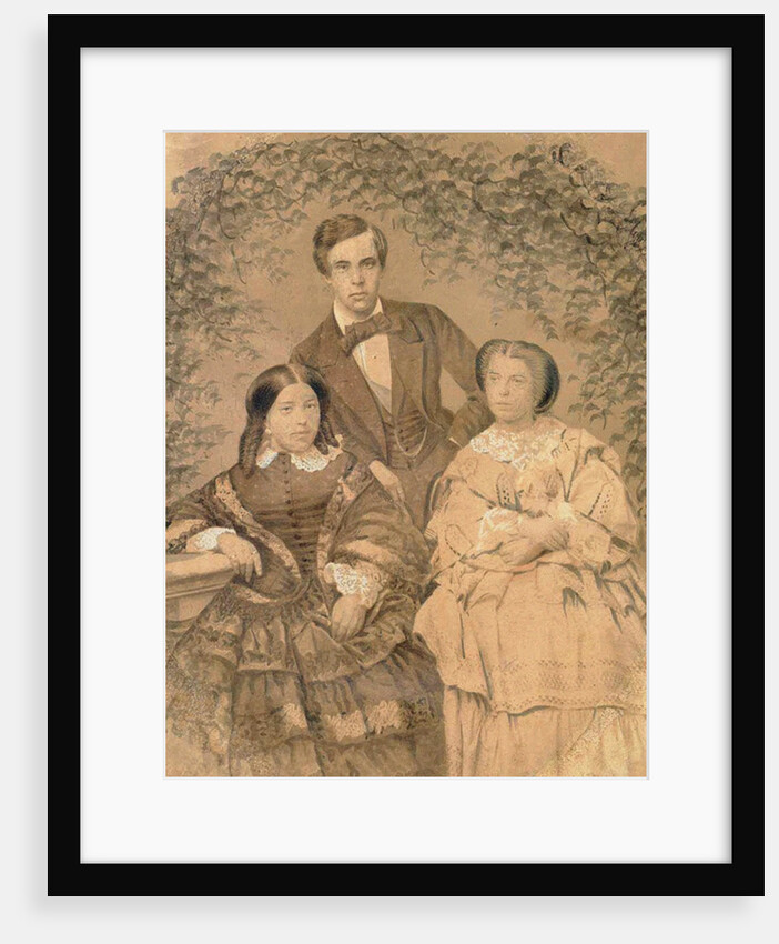 Sergei Mikhailovich Tretyakov with his wife Elizaveta Tretyakova and her sister Anna Alexeeva, 1850s by Anonymous