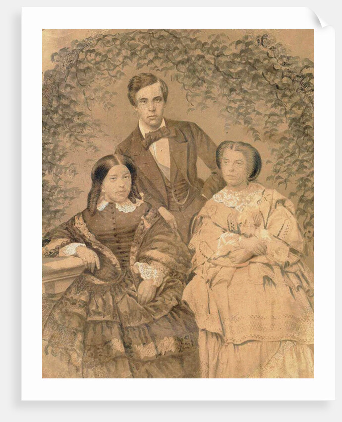 Sergei Mikhailovich Tretyakov with his wife Elizaveta Tretyakova and her sister Anna Alexeeva, 1850s by Anonymous