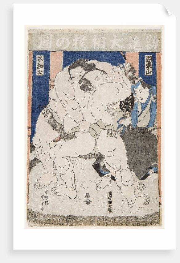 Sumo Wrestlers in Action, by Anonymous