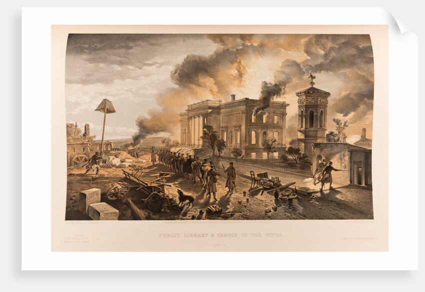 The burning of the Public Library and the Tower of the Winds in Sevastopol, 1855-1856 by Anonymous