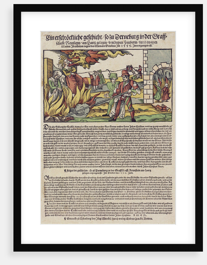 The Derenburg witch trial. Popular print, 1555 by Anonymous