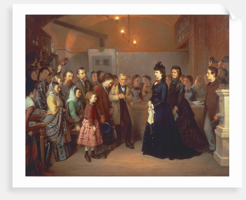 The Empress Elisabeth of Austria visits a soup kitchen in the Schönlaterngasse, 1875 by Anonymous