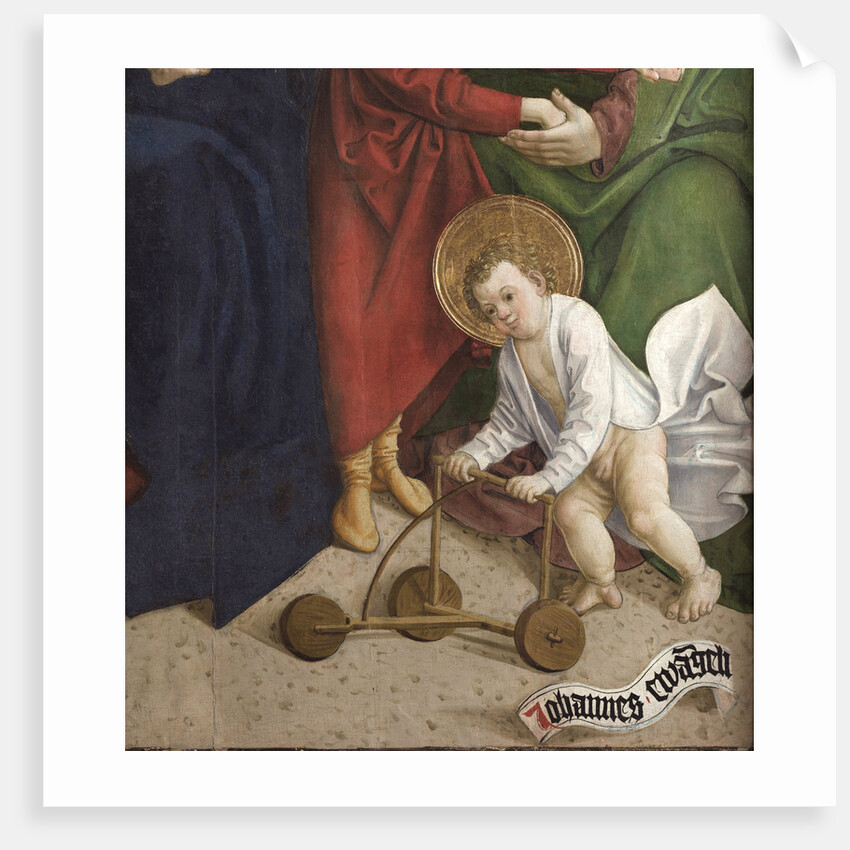 The Holy Kinship. Detail: The infant John the Baptist with a baby walker, 1510 by Anonymous