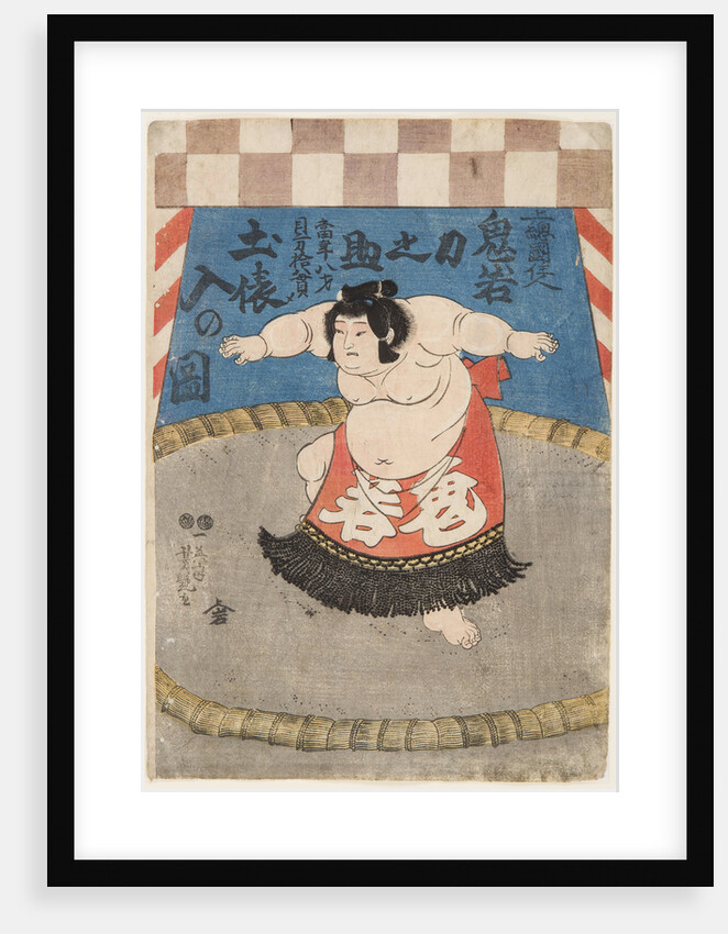 The wrestler Hidenoyama Raigoro, wearing an apron (kesho-mawashi), 1850s by Anonymous