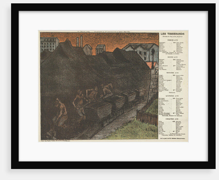 Theatre programme for The Weavers by Gerhart Hauptmann (Théâtre Libre, 29 May 1893), 1893 by Anonymous