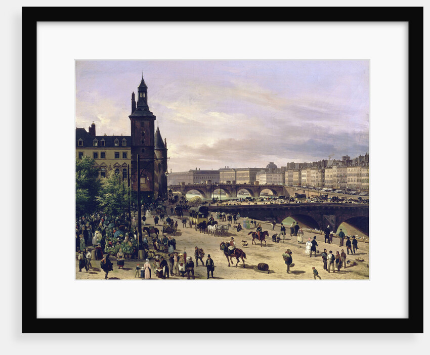 Le marché aux fleurs, la Tour de lHorloge, le Pont au Change et le Pont-Neuf, 1832 by Anonymous