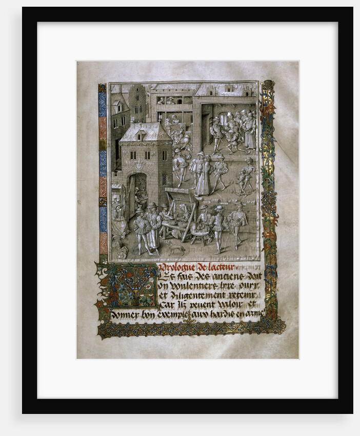 Market scene and Presentation of the book to Philip the Good by Anonymous