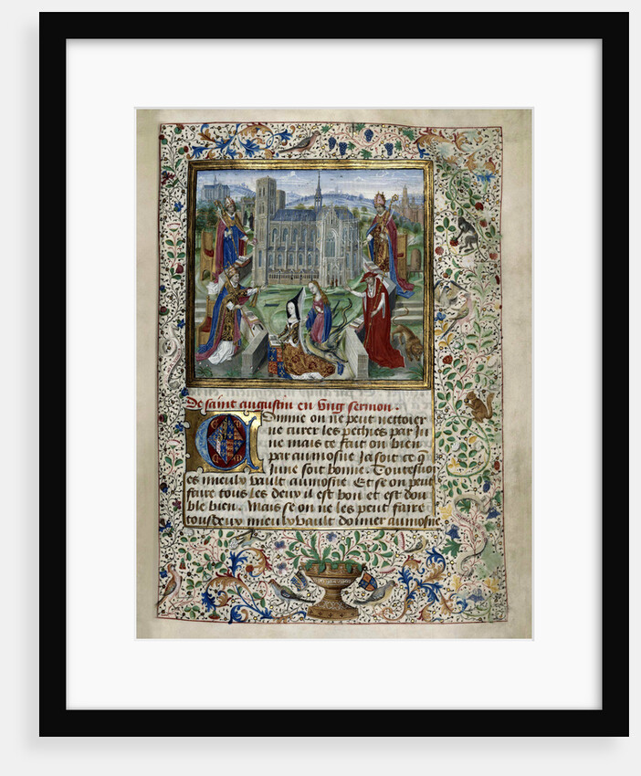 Margaret of York praying in front of the Cathedral of St. Gudula in Brussels, c. 1467-1469 by Anonymous