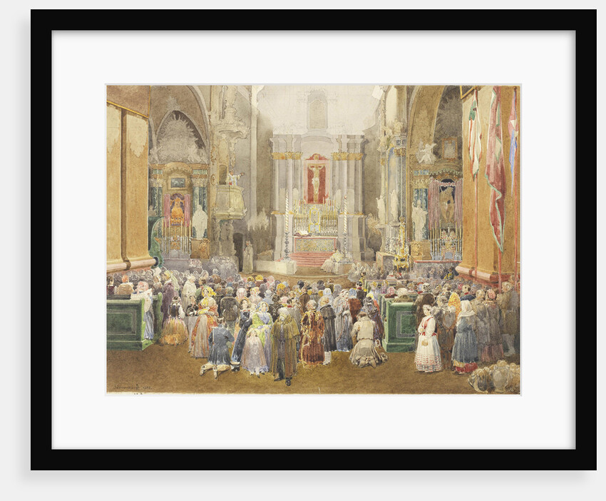 Interior of a Church during Mass, 1845 by Anonymous