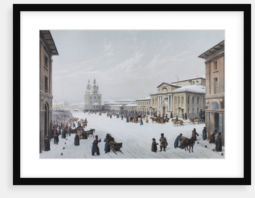 Okhotny Ryad Street (Hunting Row) and the Assembly of the Nobility House in Moscow, 1840s by Anonymous