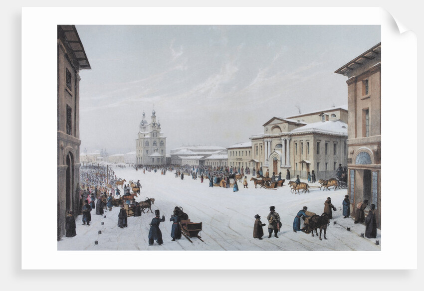 Okhotny Ryad Street (Hunting Row) and the Assembly of the Nobility House in Moscow, 1840s by Anonymous